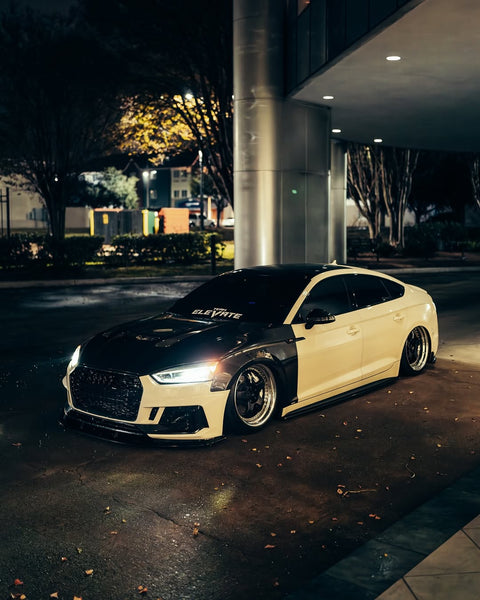 Audi RS5 S5 A5 B9 B9.5 2017-ON with Aftermarket Parts - V2 Tempered Glass Transparent Hood Bonnet Carbon Fiber / FRP from CMST Tuning