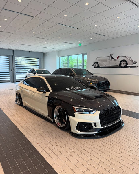 Audi RS5 S5 A5 B9 B9.5 2017-ON with Aftermarket Parts - V2 Tempered Glass Transparent Hood Bonnet Carbon Fiber / FRP from CMST Tuning