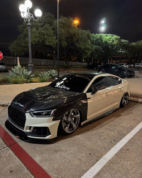 Audi RS5 S5 A5 B9 B9.5 2017-ON with Aftermarket Parts - V2 Tempered Glass Transparent Hood Bonnet Carbon Fiber / FRP from CMST Tuning