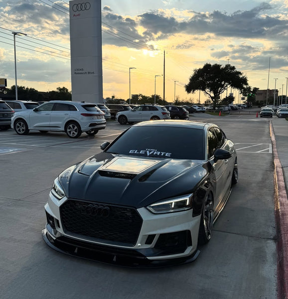 Audi RS5 S5 A5 B9 B9.5 2017-ON with Aftermarket Parts - V2 Tempered Glass Transparent Hood Bonnet Carbon Fiber / FRP from CMST Tuning