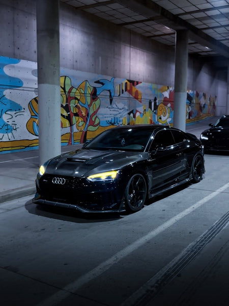 Audi RS5 S5 A5 B9 B9.5 2017 2018 2019 2020 2021 2022 2023 2024 Early 2025 with Aftermarket Parts - V2 Tempered Glass Transparent Hood Bonnet Carbon Fiber / FRP from CMST Tuning