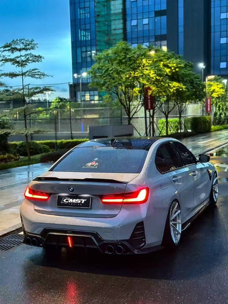 BMW 3 Series 330i M340i G20 G21 LCI 2023 2024 (fitment for 330i requires M-Sport package bumper) with Aftermarket Parts - Rear Diffuser Pre-preg Carbon Fiber / FRP from CMST Tuning