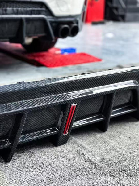 BMW 3 Series 330i M340i G20 G21 LCI 2023 2024 (fitment for 330i requires M-Sport package bumper) with Aftermarket Parts - Rear Diffuser Pre-preg Carbon Fiber / FRP from CMST Tuning