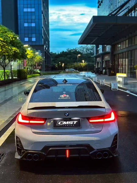 BMW 3 Series 330i M340i G20 G21 LCI 2023 2024 (fitment for 330i requires M-Sport package bumper) with Aftermarket Parts - Rear Diffuser Pre-preg Carbon Fiber / FRP from CMST Tuning