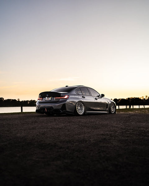BMW 3 Series 330i M340i G20 G21 LCI 2023 2024 (fitment for 330i requires M-Sport package bumper) with Aftermarket Parts - Rear Diffuser Pre-preg Carbon Fiber / FRP from CMST Tuning