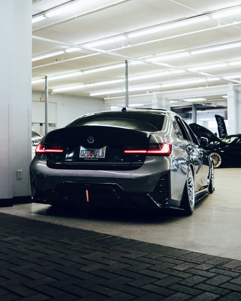 BMW 3 Series 330i M340i G20 G21 LCI 2023 2024 (fitment for 330i requires M-Sport package bumper) with Aftermarket Parts - Rear Diffuser Pre-preg Carbon Fiber / FRP from CMST Tuning