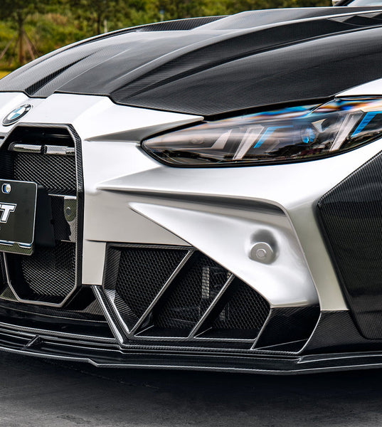 BMW 4 Series M440 430 G22 G23 2020-ON & 4 Series M440 430 G26 2020-ON with Aftermarket Parts - HORIZON Front Bumper Side Vents Trims Dry Pre-preg Carbon Fiber / FRP from CMST Tuning