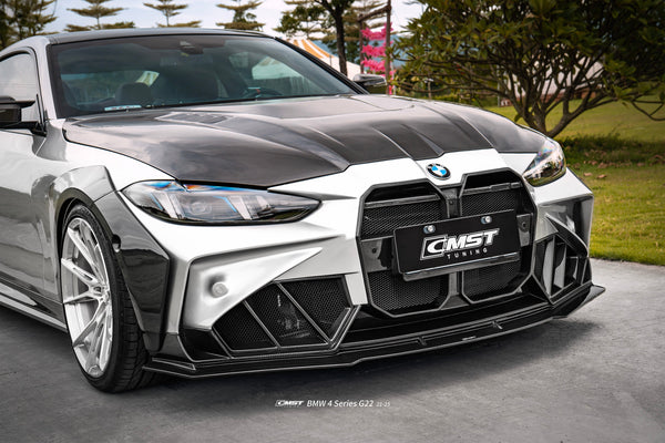 BMW 4 Series M440 430 G22 G23 2020-ON & 4 Series M440 430 G26 2020-ON with Aftermarket Parts - HORIZON Front Bumper & Gill Carbon Fiber / FRP from CMST Tuning