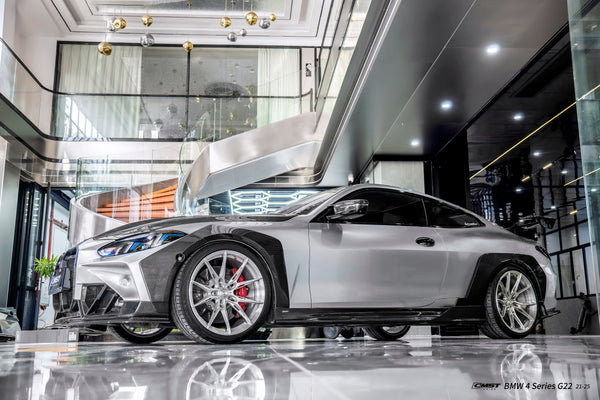 BMW 4 Series M440 430 G22 G23 2020-ON (Sport Version Only) with Aftermarket Parts - HORIZON Side Skirts Dry Pre-preg Carbon Fiber / FRP from CMST Tuning