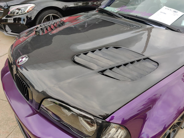 BMW E46 2 Door 2001 2002 2003 2004 2005 2006 with Aftermarket Parts - Hood Bonnet Carbon Fiber / FRP from CMST Tuning