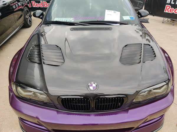BMW E46 2 Door 2001 2002 2003 2004 2005 2006 with Aftermarket Parts - Hood Bonnet Carbon Fiber / FRP from CMST Tuning