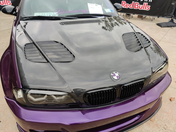 BMW E46 2 Door 2001 2002 2003 2004 2005 2006 with Aftermarket Parts - Hood Bonnet Carbon Fiber / FRP from CMST Tuning