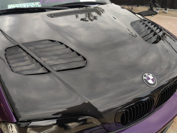 BMW E46 2 Door 2001 2002 2003 2004 2005 2006 with Aftermarket Parts - Hood Bonnet Carbon Fiber / FRP from CMST Tuning