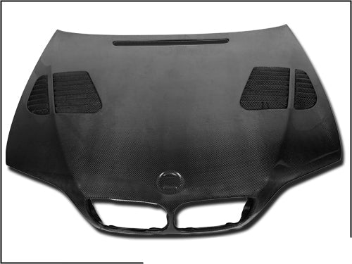 BMW E46 4 Door 2001 2002 2003 2004 2005 2006 with Aftermarket Parts - Hood Bonnet Carbon Fiber / FRP from CMST Tuning