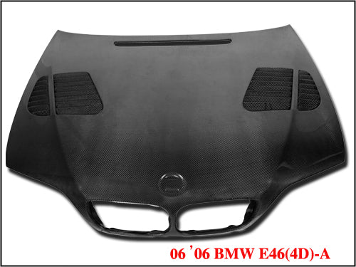 BMW E46 4 Door 2001 2002 2003 2004 2005 2006 with Aftermarket Parts - Hood Bonnet Carbon Fiber / FRP from CMST Tuning