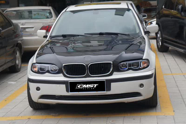 BMW E46 4 Door 2001 2002 2003 2004 2005 2006 with Aftermarket Parts - Hood Bonnet Carbon Fiber / FRP from CMST Tuning