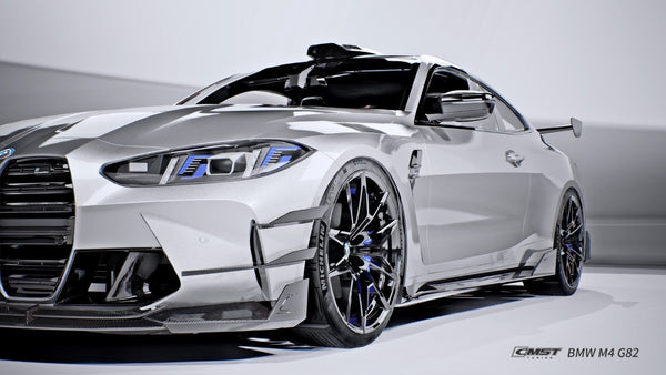 BMW M3CS M3C M3 G80 G81 2021-ON & M4CS M4C M4 G82 G83 2021-ON with Aftermarket Parts - Front Bumper Vent Valences Trim Dry Pre-preg Carbon Fiber / FRP from CMST Tuning