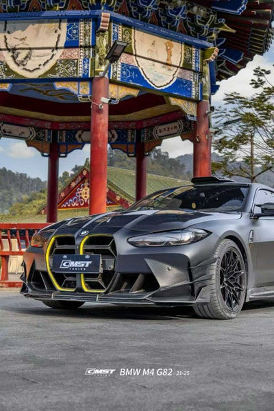 BMW M3CS M3C M3 G80 G81 2021-ON & M4CS M4C M4 G82 G83 2021-ON with Aftermarket Parts - Front Bumper Vent Valences Trim Dry Pre-preg Carbon Fiber / FRP from CMST Tuning