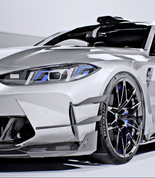 BMW M3CS M3C M3 G80 G81 2021-ON &  M4CS M4C M4 G82 G83 2021-ON with Aftermarket Parts - V2 Style Front Canards Dry Pre-preg Carbon Fiber / FRP from CMST Tuning