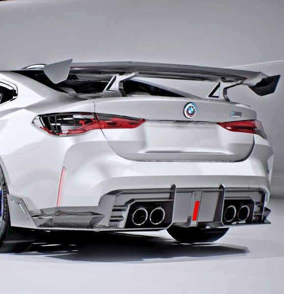 BMW M3CS M3C M3 G80 G81 2021-ON & M4CS M4C M4 G82 G83 2021-ON with Aftermarket Parts - V2 Style Rear Diffuser & Canards Dry Pre-preg Carbon Fiber / FRP from CMST Tuning
