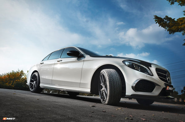 Mercedes Benz C-Class C43 AMG C450 C300 W205 2015-2018 (C300 requires sports package front bumper) with Aftermarket Parts - Front Lip Splitter Carbon Fiber / FRP from CMST Tuning
