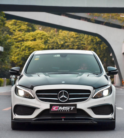 Mercedes Benz C-Class C43 AMG C450 C300 W205 2015-2018 (C300 requires sports package front bumper) with Aftermarket Parts - Front Lip Splitter Carbon Fiber / FRP from CMST Tuning
