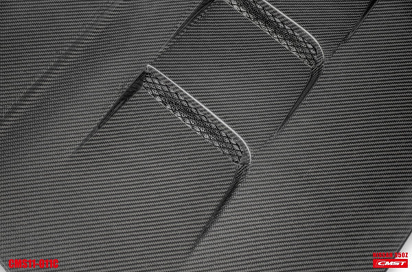 Nissan 350Z Nismo Performance Anniversary Grand Touring Base Fairlady Z Z33 2003-2009 with Aftermarket Parts - V2 Vented Style Hood Bonnet Carbon Fiber / FRP from CMST Tuning