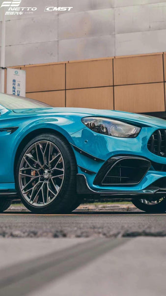 Mercedes Benz E-Class E63S E63 W213 2021-2023 with Aftermarket Parts - Pre-preg Carbon Fiber FRP Front Lip Splitter from CMST Tuning