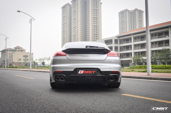 Porsche Panamera 970 970.1 970.2 2/4/4S/GTS/Turbo/Turbo S 2010-2016 with Aftermarket Parts - Vacuumed Carbon & FRP Rear Spoiler from CMST Tuning
