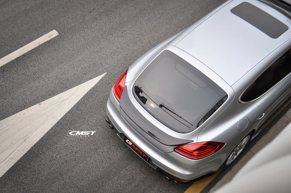 Porsche Panamera 970 970.1 970.2 2/4/4S/GTS/Turbo/Turbo S 2010-2016 with Aftermarket Parts - Vacuumed Carbon & FRP Rear Spoiler from CMST Tuning
