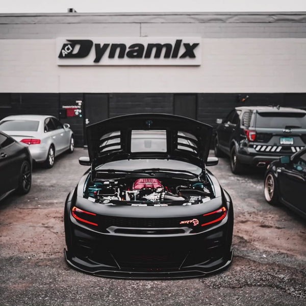 Dodge Charger 2015-2023 with Aftermarket Parts - V3 Clearview Glass Style Hood Bonnet Carbon Fiber / FRP from CMST Tuning