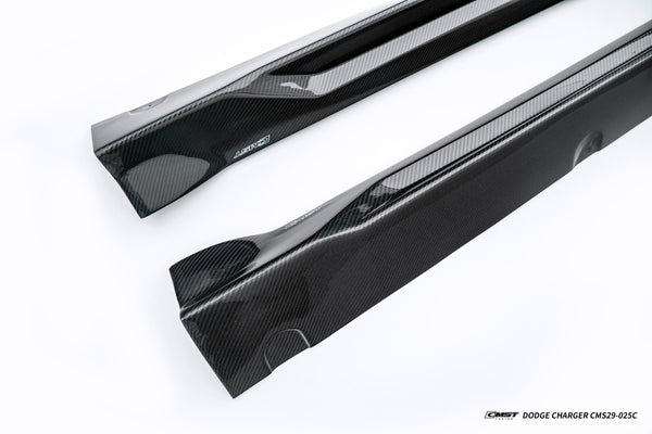 Dodge Charger & 2015 Scat Pack & 2016 Scat Pack, Hellcat & 2017 R/T, Daytona, Scat Pack, Hellcat & 2018 GT, R/T, Daytona, Scat Pack, Hellcat & 2019 GT, R/T, Scat Pack, Hellcat & 2020 GT, R/T, Scat Pack, Hellcat & 2021 GT, R/T, Scat Pack & 2022 GT, R/T, Scat Pack Non-widebody & 2023 GT, R/T, Scat Pack Non-widebody with Aftermarket Parts - SRT Style Side Skirts Carbon Fiber / FRP from CMST Tuning