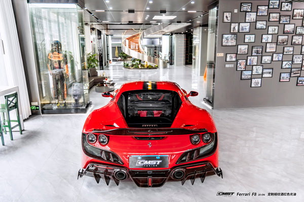 Ferrari F8 Tributo F8 Spider 2020 2021 2022 2023 with Aftermarket Parts - Rear Diffuser Dry Pre-preg Carbon Fiber / FRP from CMST Tuning