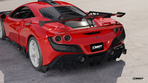 Ferrari F8 Tributo F8 Spider 2020 2021 2022 2023 with Aftermarket Parts - Rear Diffuser Dry Pre-preg Carbon Fiber / FRP from CMST Tuning