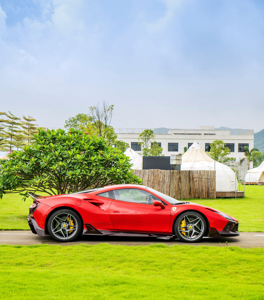 Ferrari F8 Tributo F8 Spider 2020 2021 2022 2023 with Aftermarket Parts - Side Skirts Dry Pre-preg Carbon Fiber / FRP from CMST Tuning