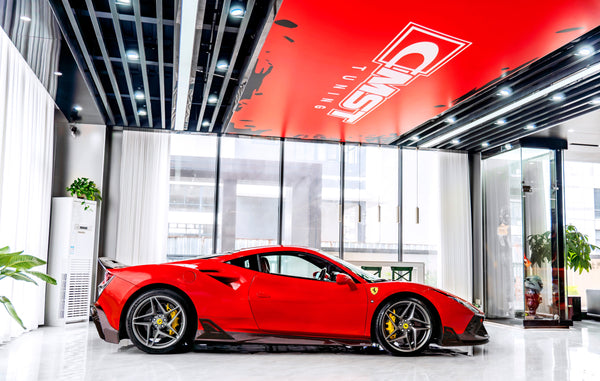 Ferrari F8 Tributo F8 Spider 2020 2021 2022 2023 with Aftermarket Parts - Side Skirts Dry Pre-preg Carbon Fiber / FRP from CMST Tuning