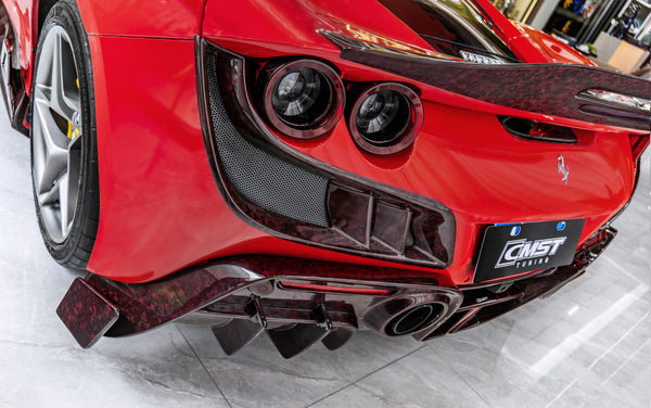 Ferrari F8 Tributo F8 Spider 2020 2021 2022 2023 with Aftermarket Parts - Taillight Vent Surround Dry Pre-preg Carbon Fiber / FRP from CMST Tuning