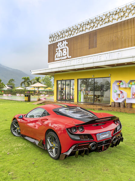 Ferrari F8 Tributo F8 Spider 2020 2021 2022 2023 with Aftermarket Parts - Taillight Vent Surround Dry Pre-preg Carbon Fiber / FRP from CMST Tuning