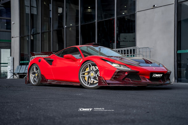 Ferrari F8 Tributo & Spider 2020 2021 2022 2023 with Aftermarket Parts - Hood Dry Pre-preg Carbon Fiber / FRP from CMST Tuning