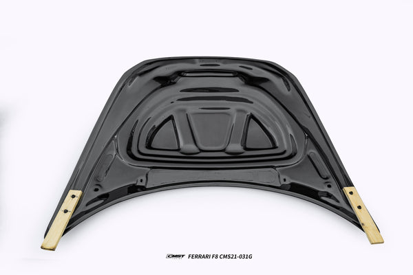Ferrari F8 Tributo & Spider 2020 2021 2022 2023 with Aftermarket Parts - Hood Dry Pre-preg Carbon Fiber / FRP from CMST Tuning