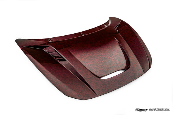 Ferrari F8 Tributo & Spider 2020 2021 2022 2023 with Aftermarket Parts - Hood Dry Pre-preg Carbon Fiber / FRP from CMST Tuning