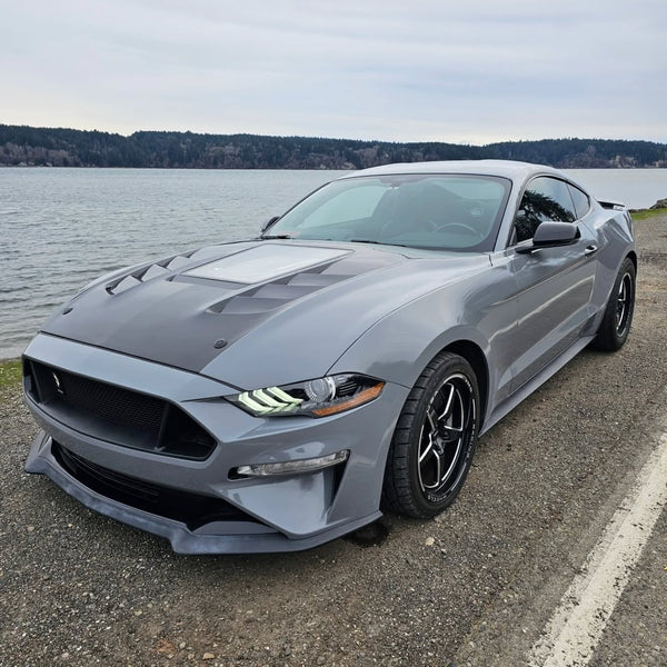 Ford Mustang GT 5.0 Mach1 Bullitt Ecoboost 2.3 S550.2 2018 2019 2020 2021 2022 2023 with Aftermarket Parts - V2 Clearview Glass Hood Bonnet Carbon Fiber / FRP from CMST Tuning