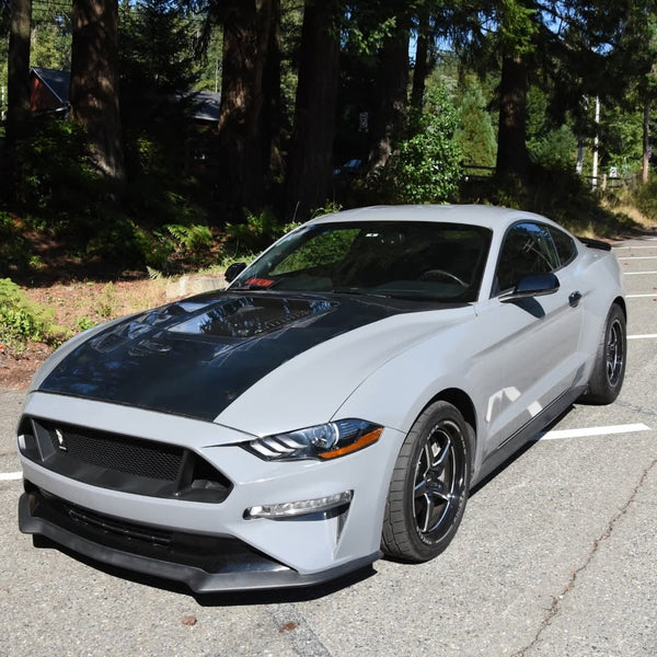 Ford Mustang GT 5.0 Mach1 Bullitt Ecoboost 2.3 S550.2 2018 2019 2020 2021 2022 2023 with Aftermarket Parts - V2 Clearview Glass Hood Bonnet Carbon Fiber / FRP from CMST Tuning