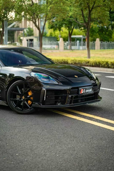 Porsche Panamera 976 Base 4 4S E-Hybird 2024 with Aftermarket Parts - Front Canards Pre-preg Carbon Fiber / FRP from CMST Tuning