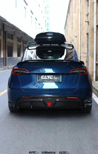 Tesla Model Y Performance AWD Long Range RWD Standard 2020-ON with Aftermarket Parts - V2 Style Rear Diffuser Carbon Fiber / FRP from CMST Tuning