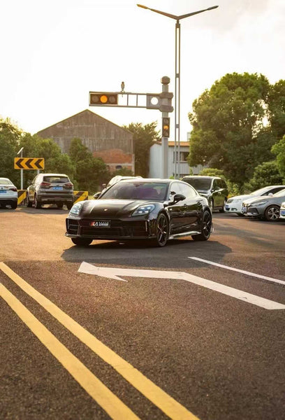  Porsche Panamera 976 Base 4 4S E-Hybird 2024 with Aftermarket Parts - Front Lip Pre-preg Carbon Fiber / FRP from CMST Tuning 