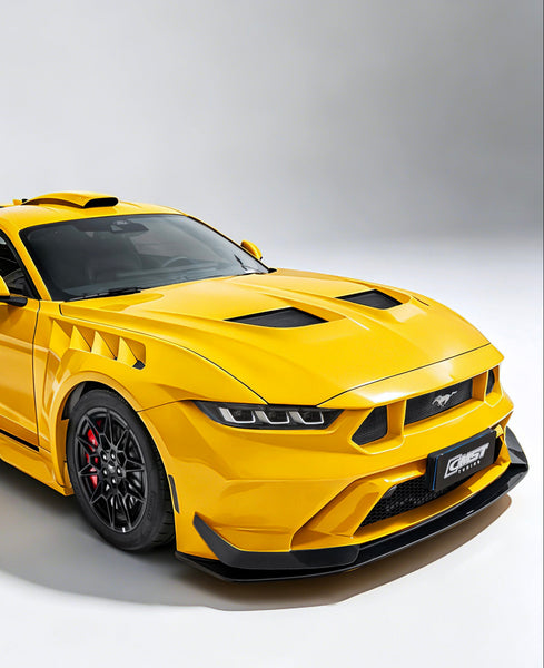 Ford Mustang S650 2.3 Ecoboost 5.0 GT Dark Horse 2024-ON with Aftermarket Parts - GTD Style Front Bumper & Lip Carbon Fiber / FRP from CMST Tuning