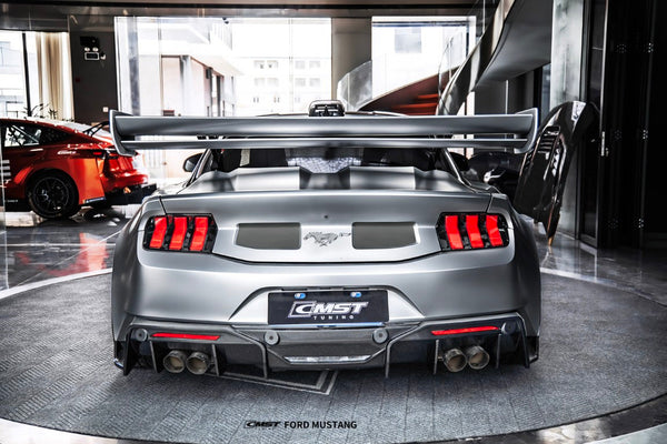 Ford Mustang S650 2.3 Ecoboost 5.0 GT Dark Horse 2024-ON with Aftermarket Parts - GTD Style Rear Ducktail Trunk Lid Carbon Fiber / FRP from CMST Tuning