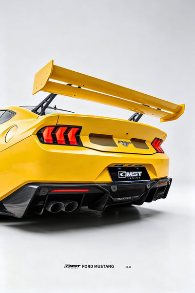 Ford Mustang S650 2.3 Ecoboost 5.0 GT Dark Horse 2024-ON with Aftermarket Parts - GTD Style Rear Ducktail Trunk Lid Carbon Fiber / FRP from CMST Tuning