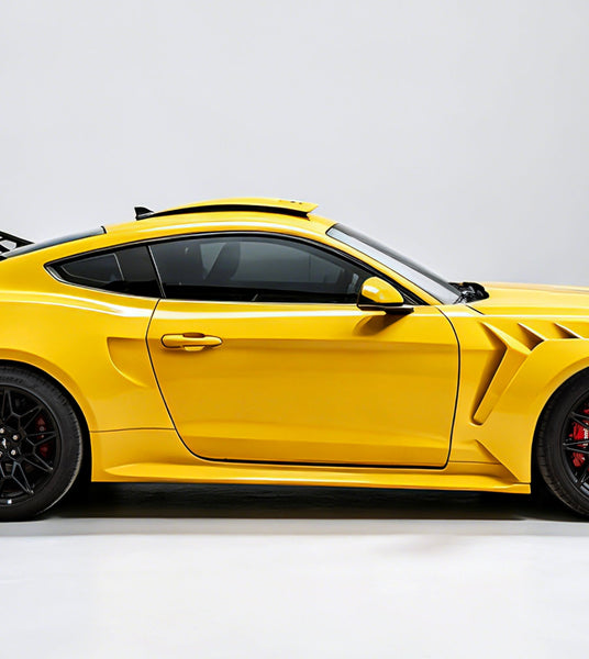Ford Mustang S650 2.3 Ecoboost 5.0 GT Dark Horse 2024-ON with Aftermarket Parts - GTD Style Side Skirts Carbon Fiber / FRP from CMST Tuning